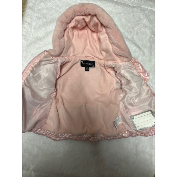 Pink Pearlized Puffer Heart Stitch Kids Jacket Size 24 months by Rothschild - Picture 6 of 6